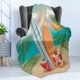 thumbnail image 4 of Graphic Beach Soft Flannel Fleece Throw Blanket, Summer Holiday Fun Cartoon with Surf Broads Sand Bucket and Shell, Cozy Plush for Indoor and Outdoor Use, 50" x 60", Multicolor, by Ambesonne, 4 of 5