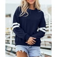 thumbnail image 3 of CURBODO Women's Striped Varsity Sweatshirt Oversized Long Sleeve Crewneck Pullover Fall Casual Tops, 3 of 6