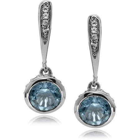 Brinley Co. Women's Blue White Topaz Rhodium-Plated Sterling Silver Dangle Earrings