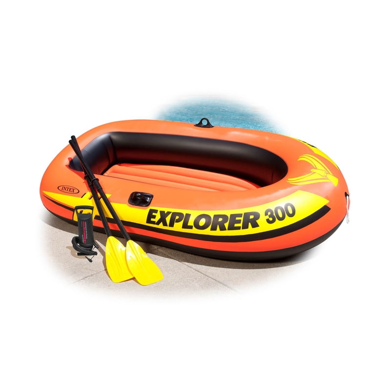 Intex Explorer 300 Inflatable Fishing Raft Boat, 3 Person, Compact