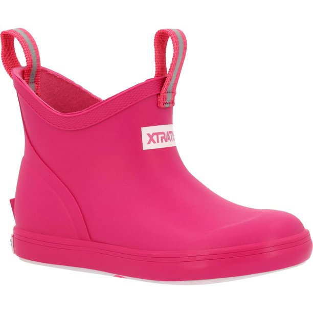 Bota de lluvia Xtratuf para niños, tobillera, rosa neón, impermeable