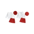 thumbnail image 2 of Miaouyo Toddler Baby Girls Autumn Skirt Outfits 6 12 18 24 Months 2T 3T 4T Long Sleeve 3D Flower Decor Ribbed Tops A-line Skirt Beret Set, 2 of 9