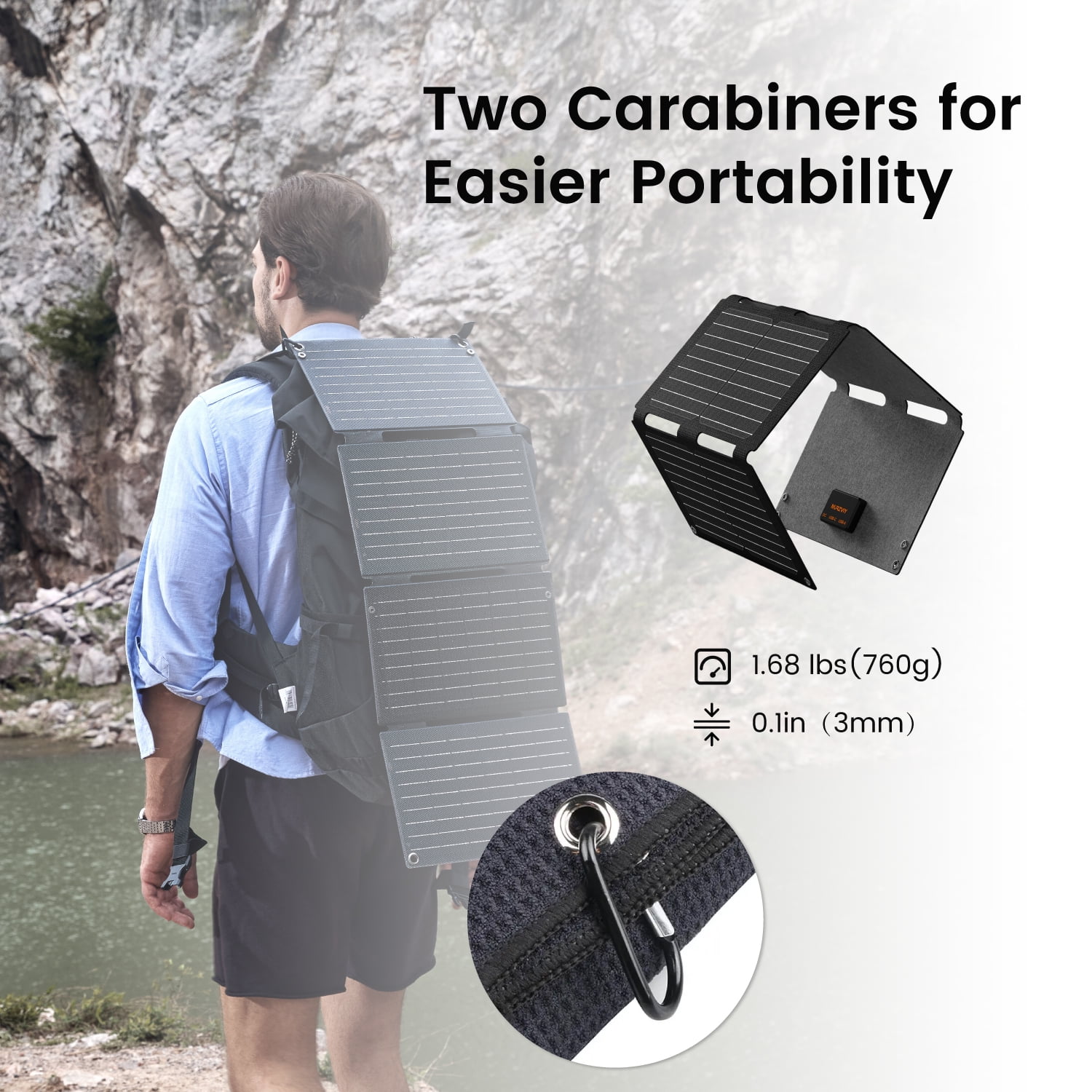 34W Foldable Portable Solar Charger, Backpacking Solar Panel IP67 Water and Dust Resistance, PD3.0 QC3.0 Ultra-Fast Charging for Outdoor Camping Hiking