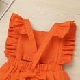 thumbnail image 3 of IBTOM CASTLE Baby Girl 1st Birthday Outfit Cow Print Romper Summer Sleeveless Jumpsuit Ruffle Backless Sunsuit Dress with Headband Cake Smash Photo Shoot Clothes 12-18 Months Orange Girl, 3 of 8