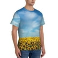 thumbnail image 4 of Yiaed Blooming Sunflower Field Print Mens Short Sleeve Tight Fit T-Shirt, Crewneck Casual Tee-3X-Large, 4 of 5