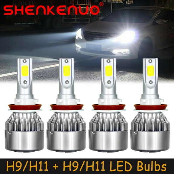 SHENKENUO For Chrysler Town & Country 2008-2016 - Combo LED Headlights Bulbs High Low Beam,H9 H11,6000K White,Pack of 4,C04