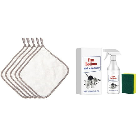 

Elbeaqi Wipes + Cleaner Sponge 5PCS Rag Dish Cloth Water Absorption Thickening Pot Washing Towel Table Home Kitchen Dishcloth