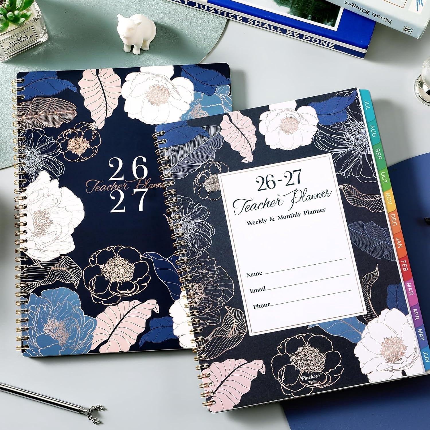 Teacher Lesson Planner July 2026 To June 2027, 11" X 8.3" Weekly And Monthly Planner Book With Floral Design For Classroom Organization