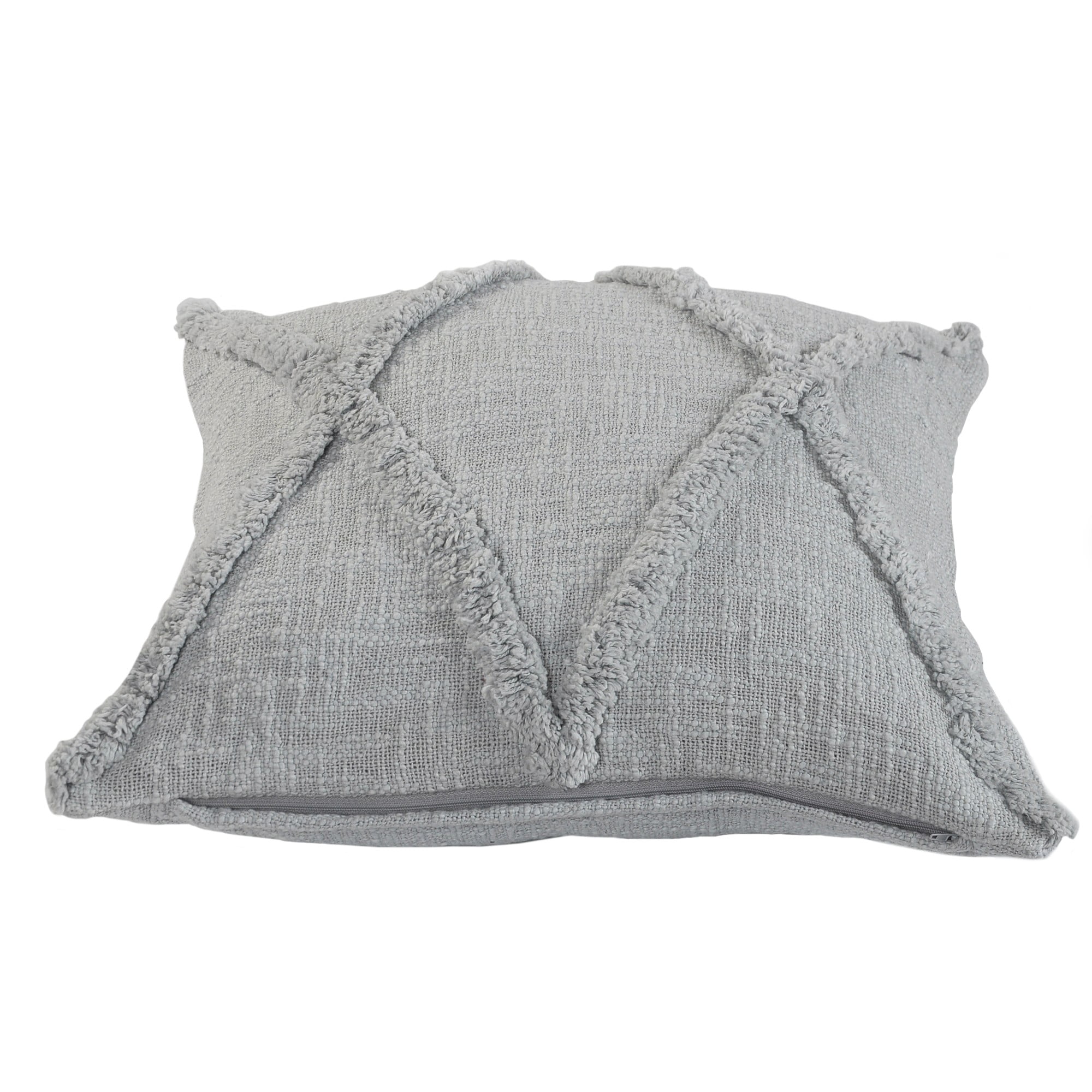 Laddha Home Designs Handwoven Geometric Diamond Square Throw Pillows - 18" - Gray - Set of 2