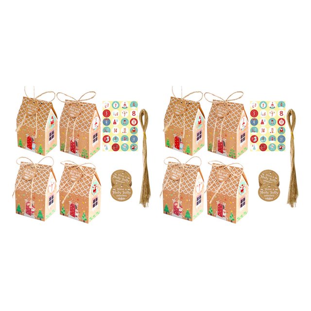 Kearding Paquete de 24 cajas de dulces para fiesta de Navidad, bolsas de regalo para aperitivos, embalaje de ambiente, contenedores Tipo 2 2piezas