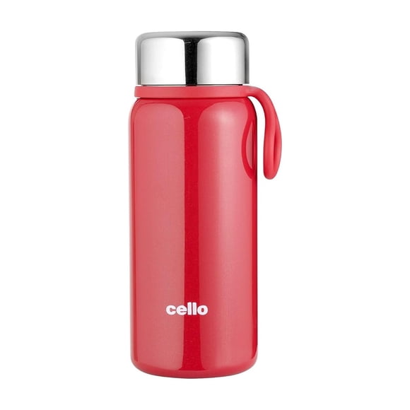 Glitz Thermosteel Flask - 300ml, Red | 24 Hours Hot & Cold Stainless Steel Bottle - Flask For Tea Coffee | Ideal For Office, Gym, Home, Kitchen, Hiking, Travel Bottle