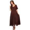 thumbnail image 5 of Sakkas Hailey Cap Sleeve Caftan Long Embroidered Stonewashed Dress - Chocolate - L/XL, 5 of 5