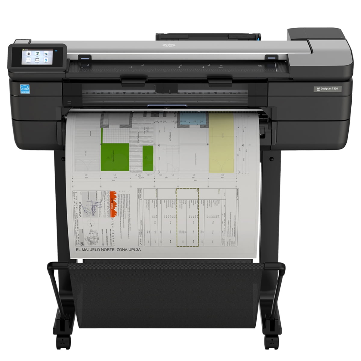 HP DesignJet T830 24" Wireless Large Format Multifunction Color Inkjet Plotter Printer, Bundle with Color and High Capacity Black Ink Pack