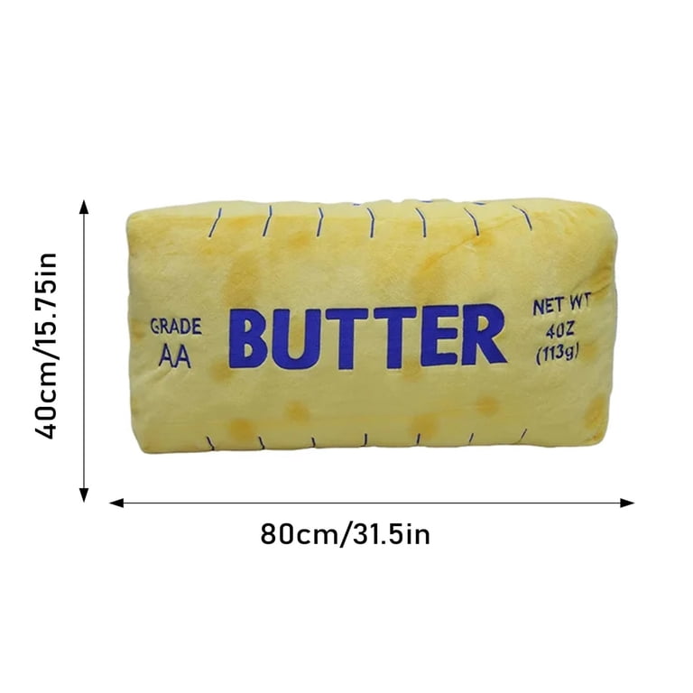 Giant Butter Block Plush Pillow 31.5" Novelty Food Cushion With Realistic Print For Valentine'S Day & Home Decor(Yellow-31.5X15.75In)#4614