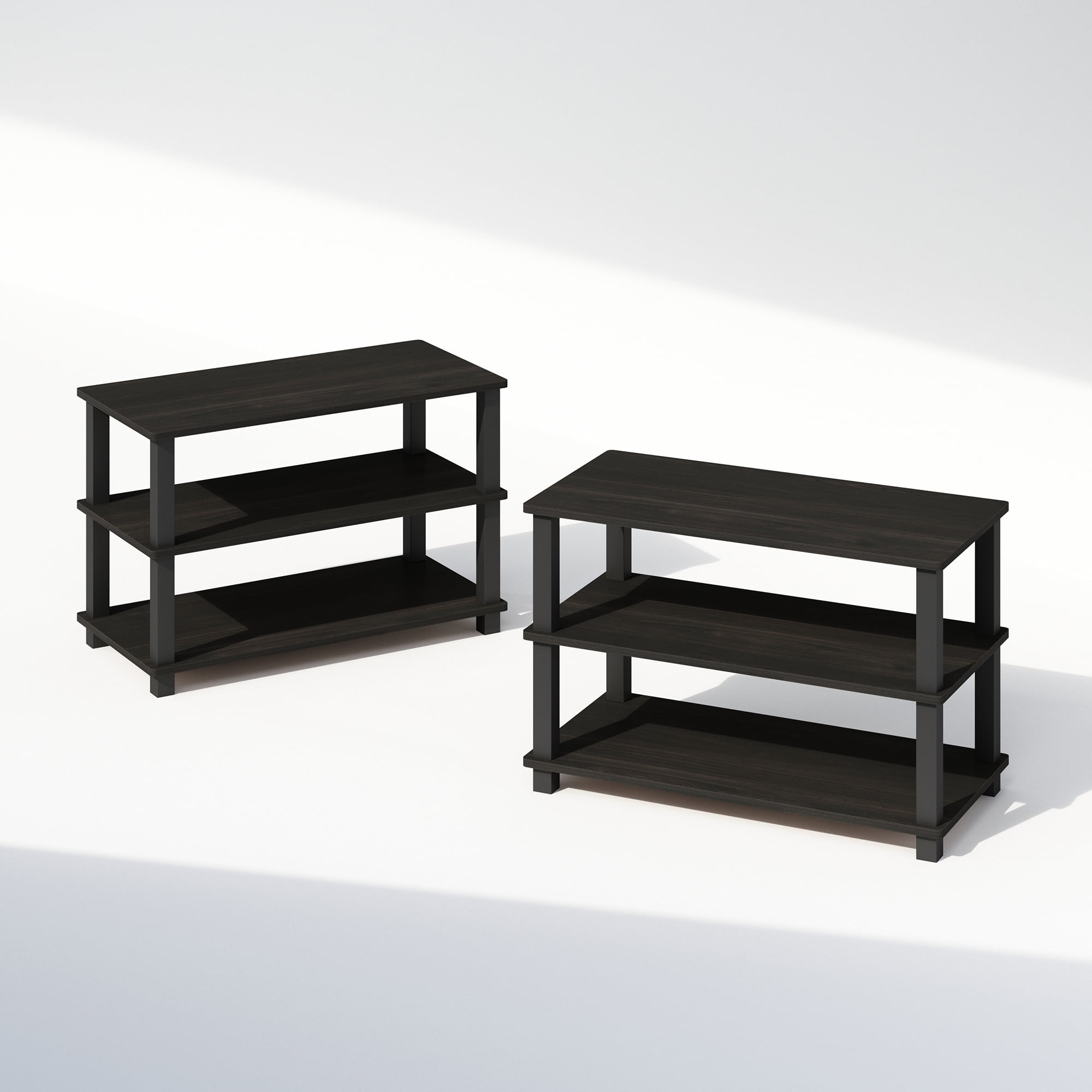 Furinno Turn-S-Tube 3-Tier Multipurpose Standing Shelves, Espresso/Black, Set of 2