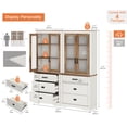 thumbnail image 2 of WAMPAT 2 Column 3 Tier Bookcase with Drawer,73.3" Tall Floor Standing Bookshelf,Modern Farmhouse Display Storage Cabinet with Adjustable Shelves and Glass Door for Home Office,Living Room,White Oak, 2 of 5