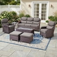 thumbnail image 2 of Bellefurn 7 Pieces Luxury Patio Furniture Sets Outdoor Conversation Sets with Swivel Rocker Chairs with 6" Thick Cushion,Sofa,Side Table and Ottomans,for Porch Deck Backyard Poolside, 2 of 13
