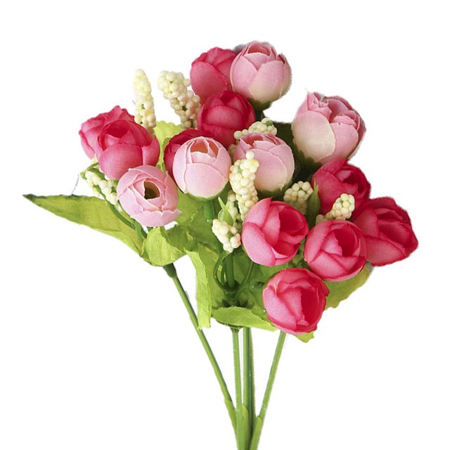 Wosthever Flores artificiales F14 spring star bud rosa en polvo Wosthever HA6514-09B