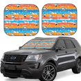 thumbnail image 2 of Uemuo Shark On Line Printed 2 PCS Car Windshield Sun Shade, Auto Sun Heat and UV Rays Blocker, Foldable Automotive Front Window Sunshade Protector, 2 of 7