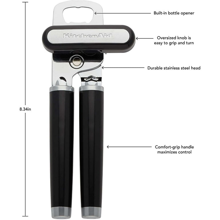 KitchenAid Stainless Steel Multifunction Can Opener, Black, Hand Wash