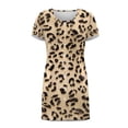 thumbnail image 4 of FKELYI Vintage Leopard Print Pajama Dress Button Down Nightgowns for Women Sleepwear Dress Breathable Nightdress Short Sleeve House Dress for Summer Spring Nightwear Dress, L, 4 of 6