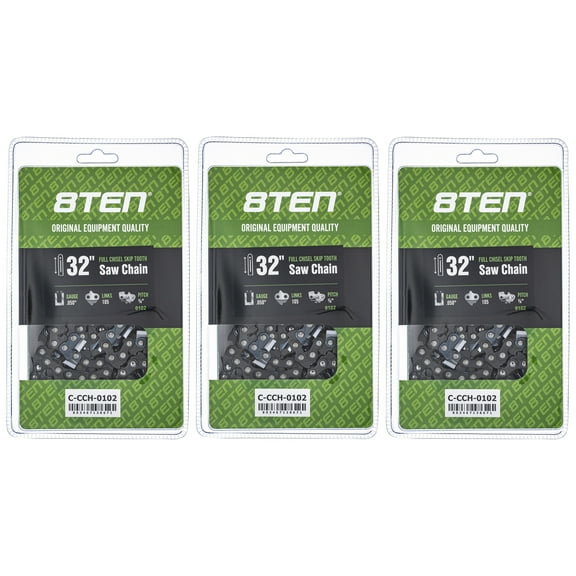 Full Chisel Skip Tooth Chainsaw Chain 32 inch .050 3/8 105 DL for Echo 3 Pack 810-CCC2324H