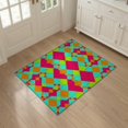 thumbnail image 3 of ODIKA 3'x5' Washable Accent Rug Bedside Checkered Retro Motif Interlocking Vibrant Hopscotch for Nursery Room, Pet Friendly & Non-Shedding, 3 of 7
