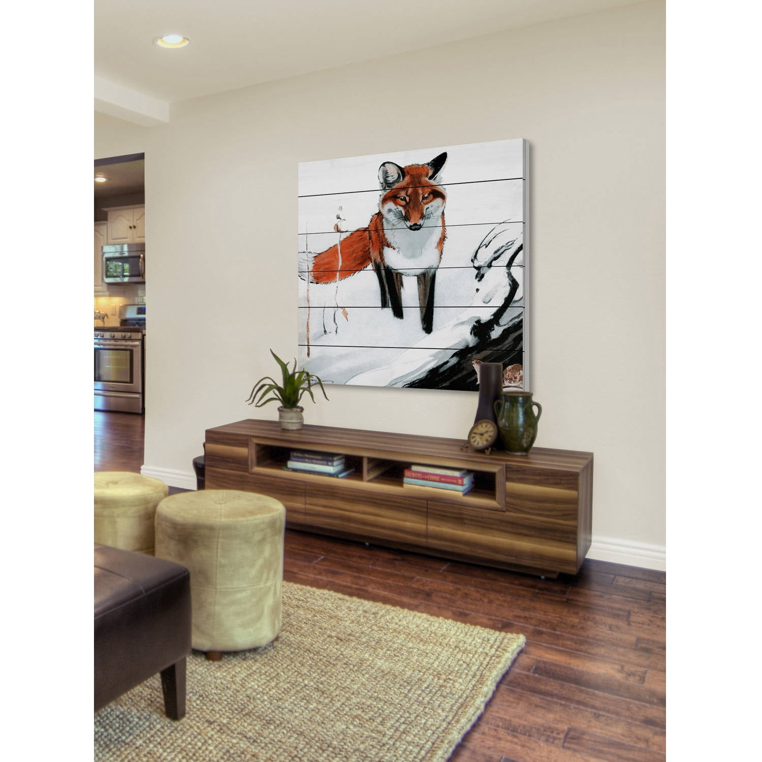 Marmont Hill "Snow Fox" Painting Print on White Wood