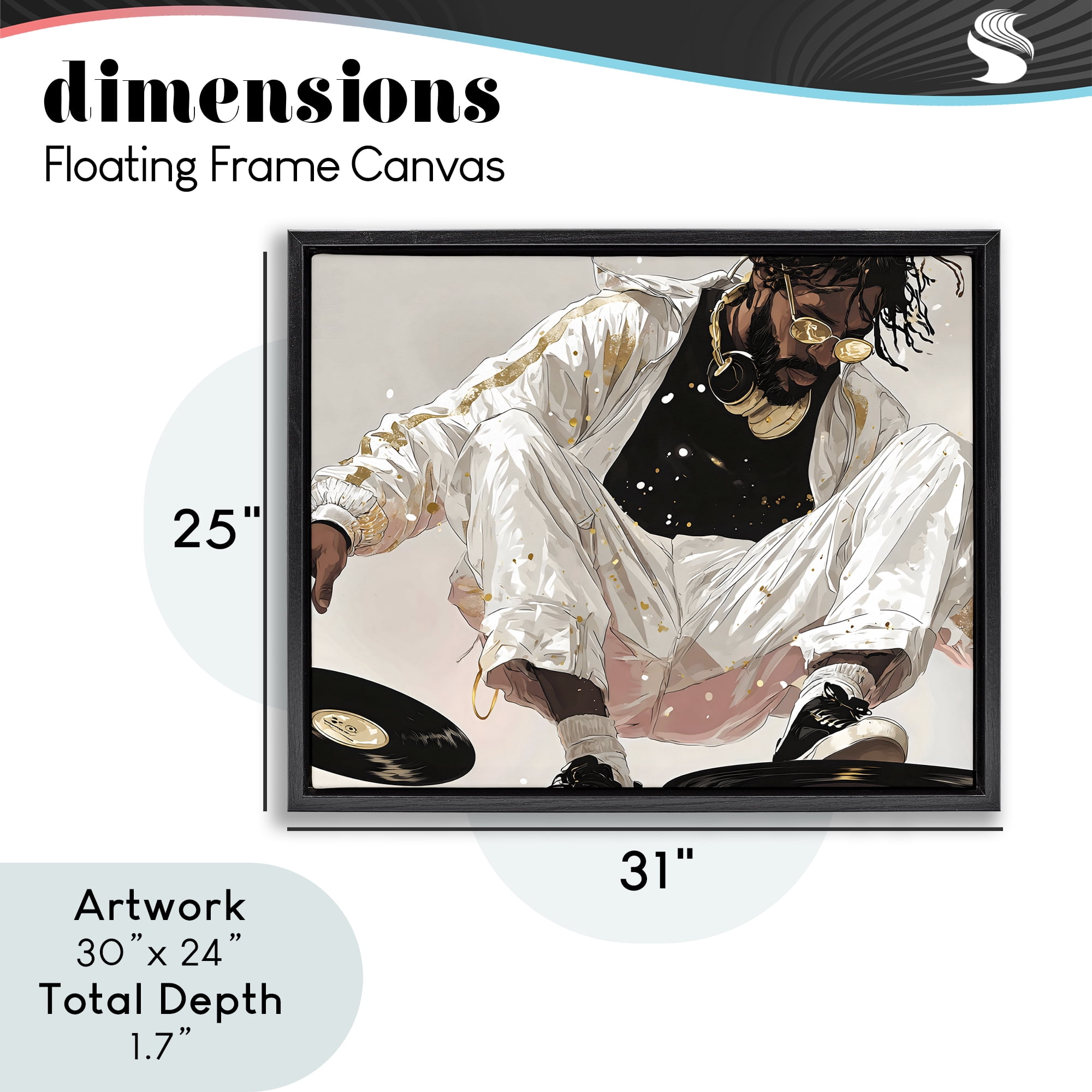 Stupell Industries Record Dance Stylish DJ Black Framed Floater Canvas Wall Art, design by Franklyn Gregory