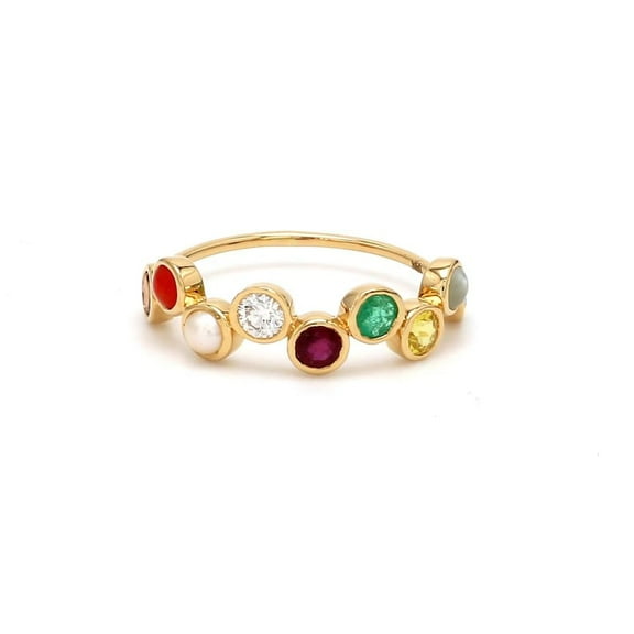 Multi Stones Band Ring 14K Solid Yellow Gold Plated Jewelry Real Gemstone Ring Minimalist Dainty Ring For Women Art Deco Wedding Ring Gold