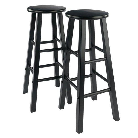 FurniFact Rustic Wooden Bar Stools – Backless Wood Counter Stools Set of 2
