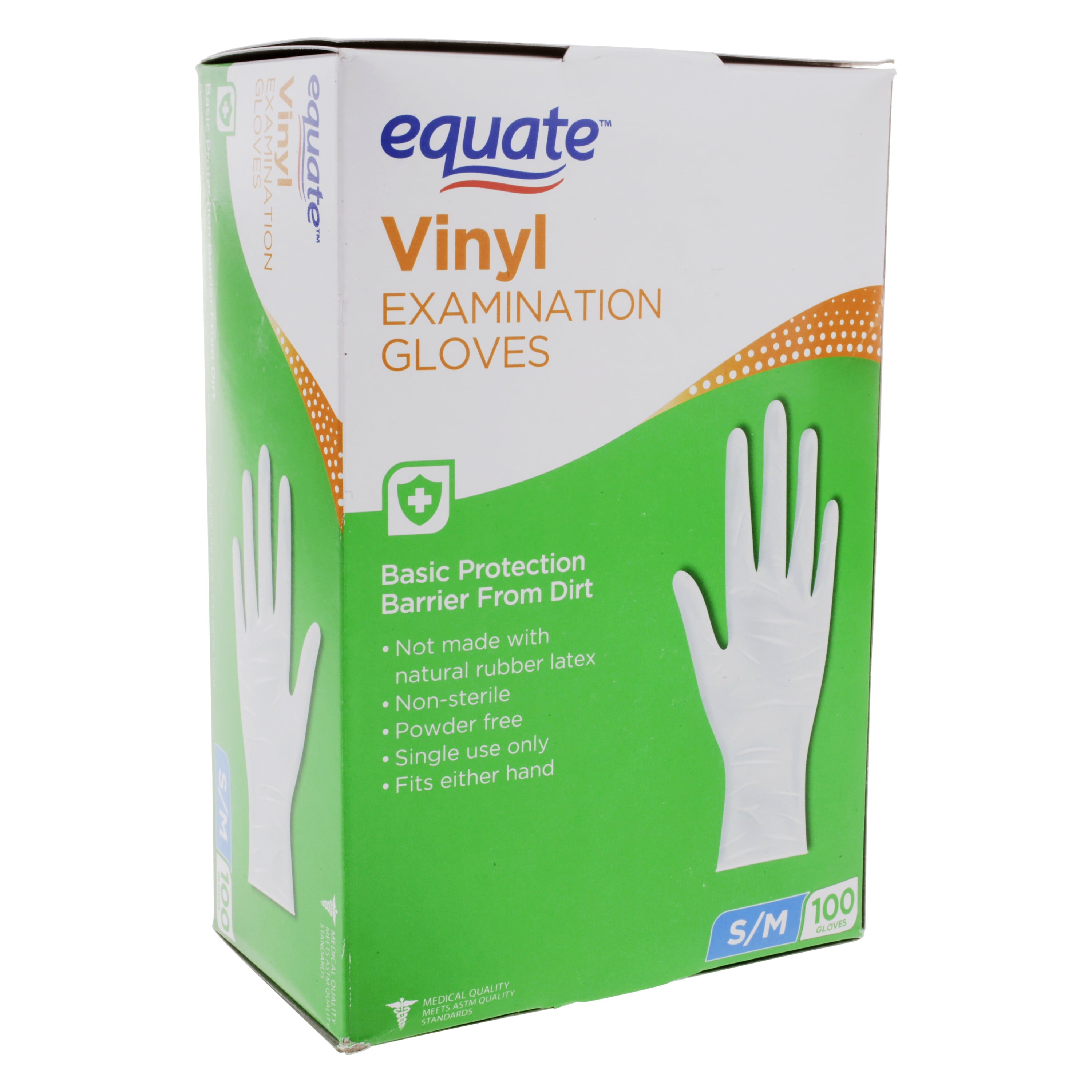 Equate Vinyl Examination Gloves, Small Medium, 100 Ct by Generic