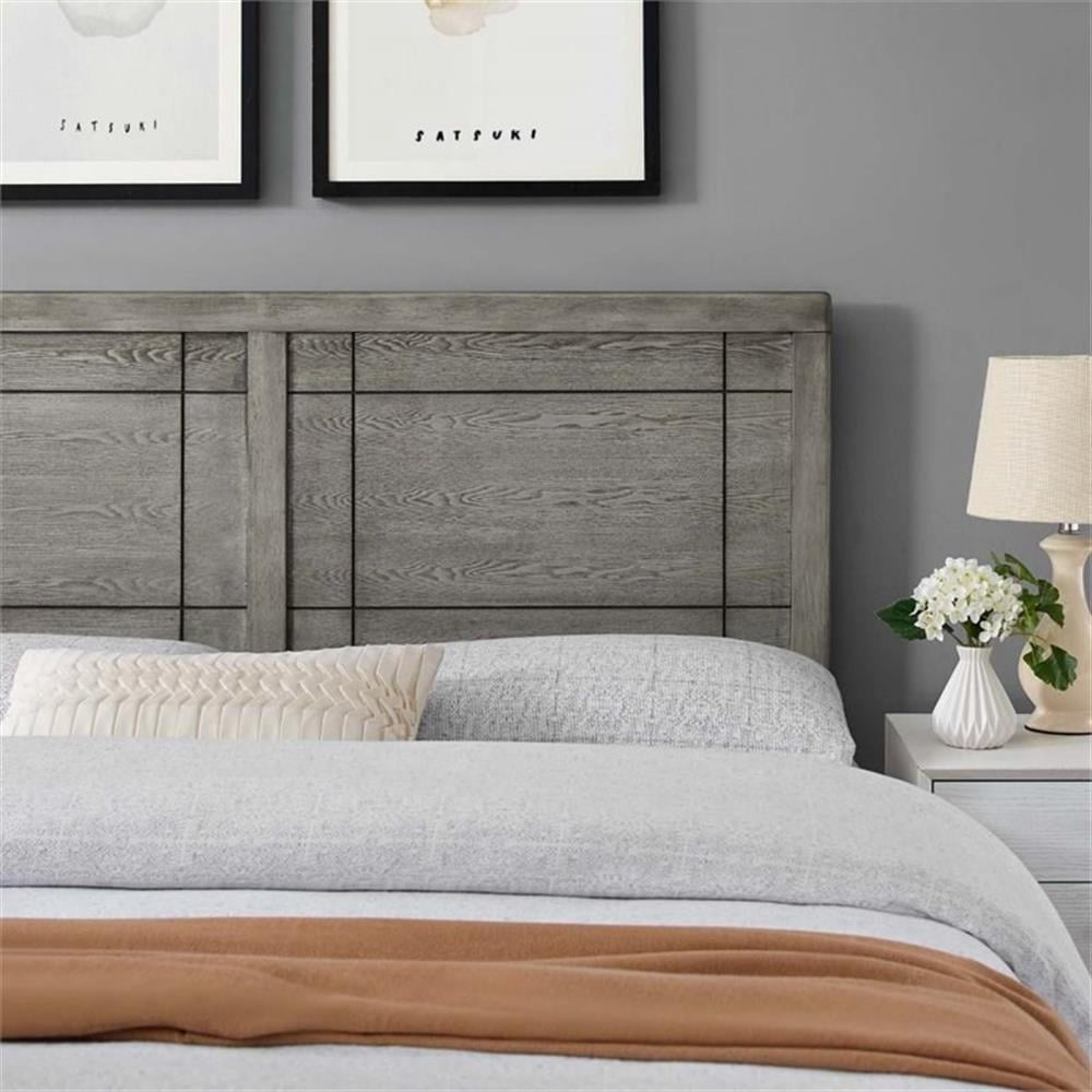 Pemberly Row King Modern Rubberwood and MDF Headboard in Gray