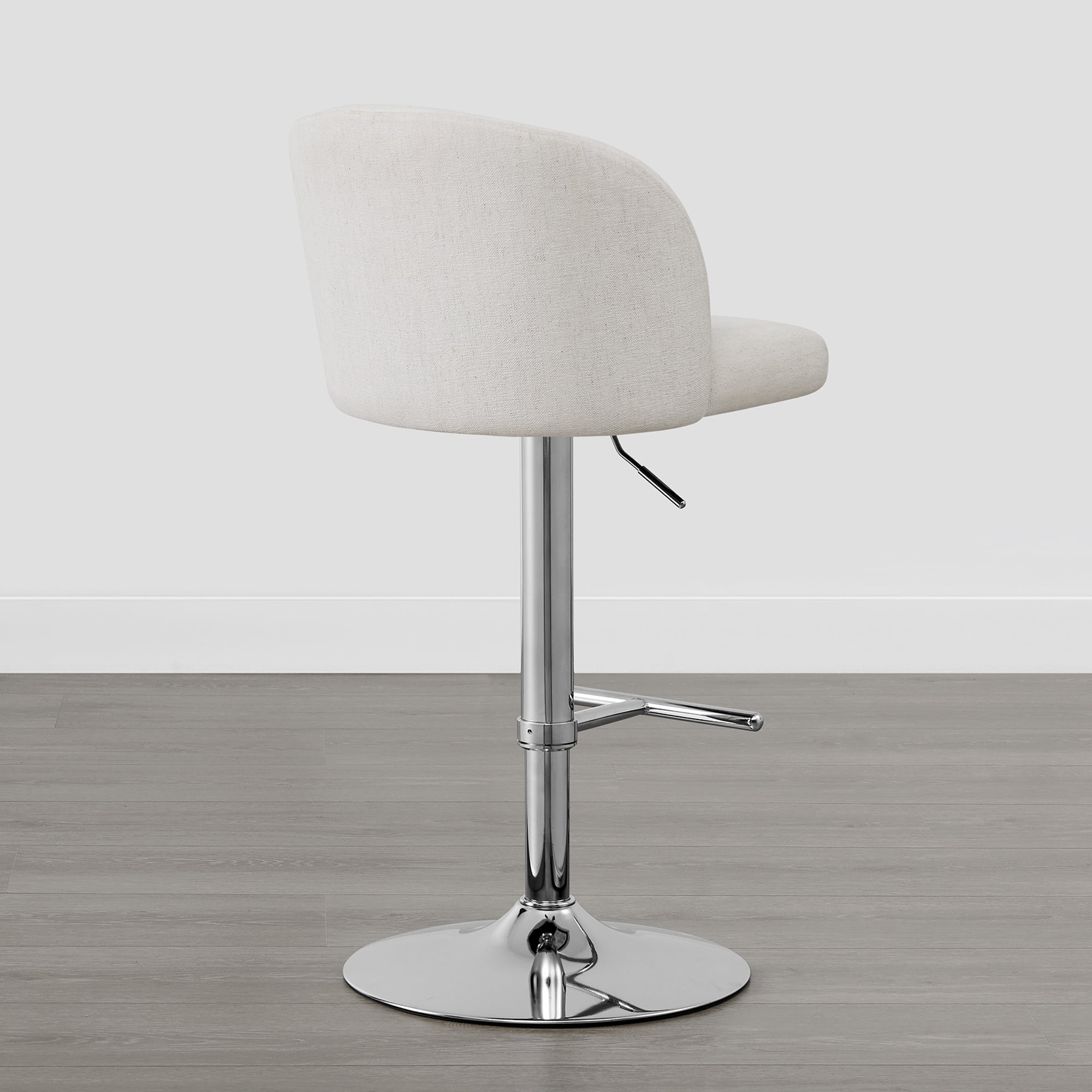 Spruce & Spring Modern Adjustable Swivel Bar Stool with Air-Lift Set of 2, White with Silver Frame