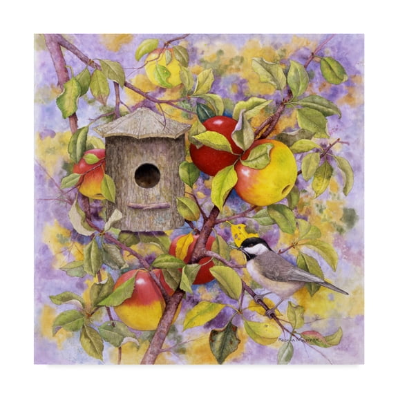 Trademark Fine Art 'Chickadee And Apples' Canvas Art by Marcia Matcham
