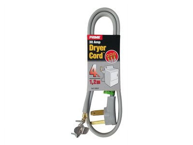 Prime RD100304 4' 10/3 SRDT Gray 30 Amp Dryer Cord