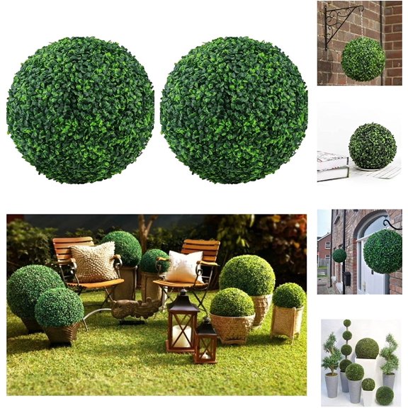 Ludlz 2 PCS 4 Layers Artificial Plant Topiary Ball Faux Boxwood Decorative Balls for Backyard, Balcony,Garden, Wedding and Home Décor