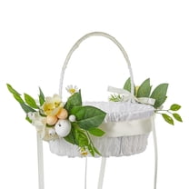 Tainini Flower Girl Baskets for Weddings, Lace Bowknot Wedding Flower Basket with Lace Collection, Party Supplies