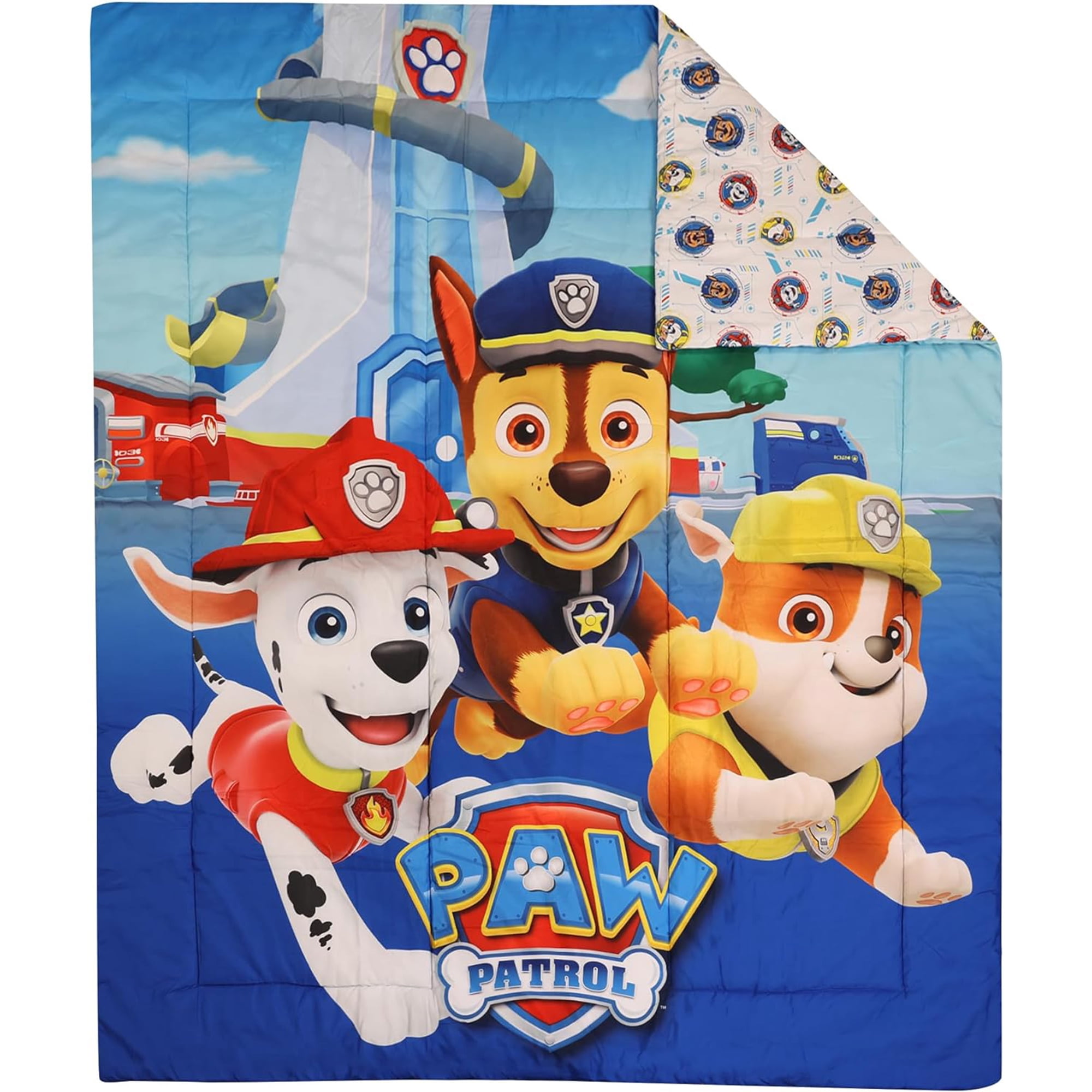 Paw Patrol Kids Plush Polyester Bedding Sheet Set with Reversible Comforter Twin Bed in Bag 4 Pcs Set for Kids