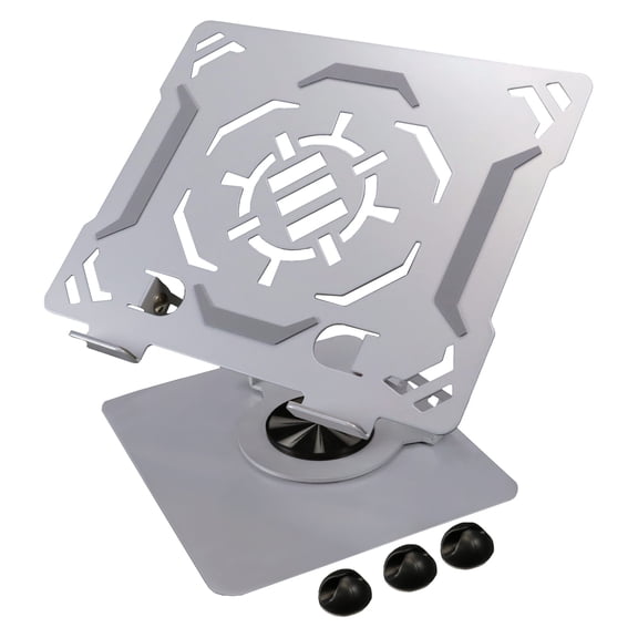 ENHANCE R1 Rotating Adjustable Laptop Stand with 3 Cable Holders for Laptops up to 17.3 In., Silver