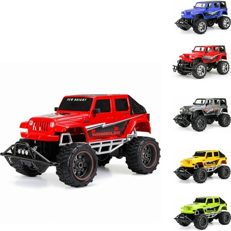 New Bright 1:8 Radio Control Full-Function 9.6V 4-Door Jeep (Blue, Red, Gray) & Open Back 4-Door Jeep (Red, Yellow, Green)