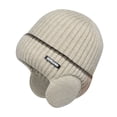 thumbnail image 1 of Women Men Winter Beanie Hat Solid Color Unisex Knit Wool Hat Thickened Ribbed Fleece Lined Hat with Earflaps, 1 of 10