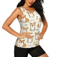 thumbnail image 2 of Wukai Cartoon Corgi Print &nbsp;Women's Workout Tank Top Mesh Yoga Shirts Athletic Running Tank Tops Athletic Gym Shirts - XX-Large, 2 of 8