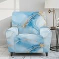 thumbnail image 2 of Renewold Marble Blue Recliner Couch Cover Wear Resistant Reclining Couch Cover 4 Pieces Stretch Recliner Slipcover Wear Resistant Furniture Protector Home Decor, 2 of 8
