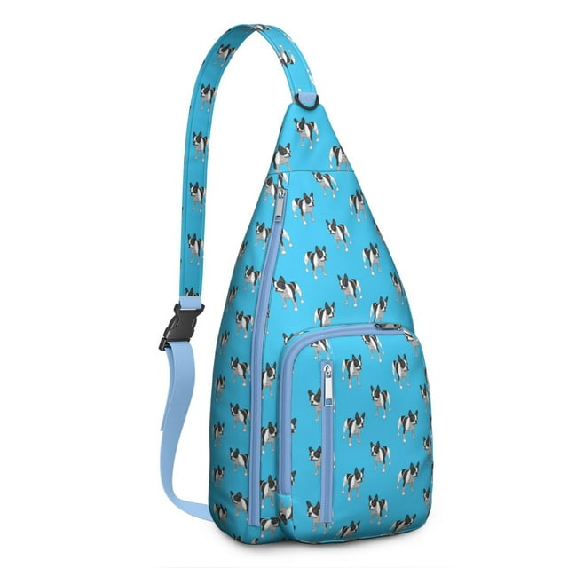 Aesthetic Dog Sling Bag - Dogs and Flowers Print Shoulder Backpack (Water-Resistant & Lightweight, Stylish Design)