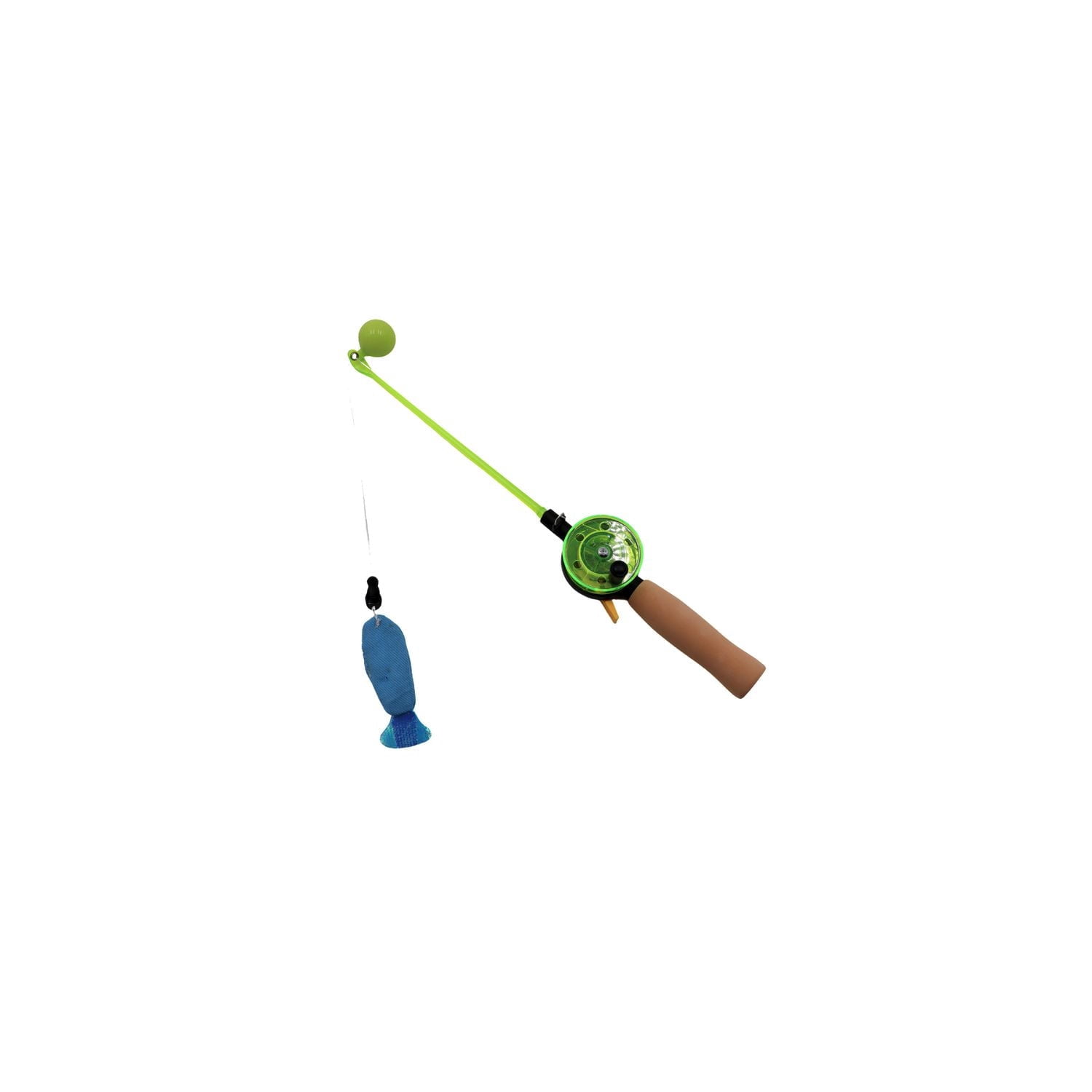Quirky Kitty Reel Fun Fishing Rod Light up Interactive Teaser Wand Cat Toy