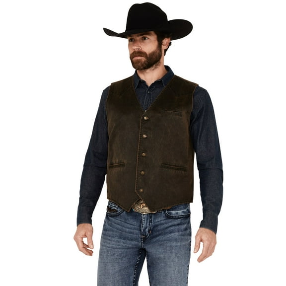 Cody James Men's Pancho Villa Oilskin Button-Front Western Vest Brown