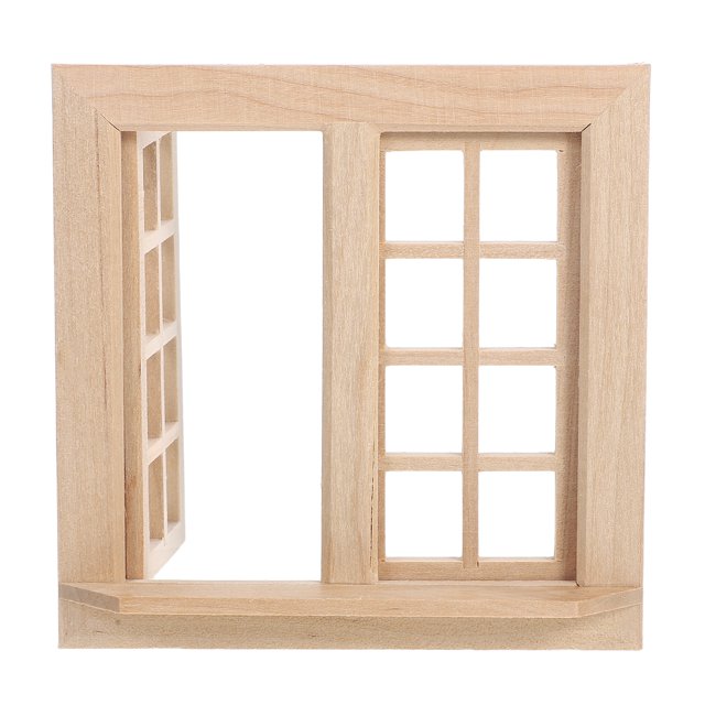 Ventana de madera en blanco Dolly House adornamiento en miniatura Modelo de ventana mini decoración de la casa