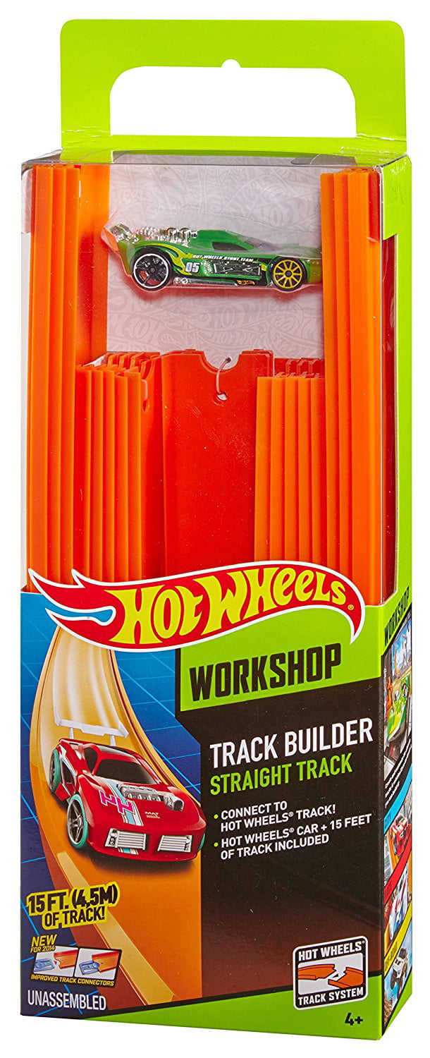 Hot Wheels Track Builder Straight Track Includes 15 Feet of Track and Bonus Car 