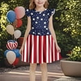 thumbnail image 2 of Posijego Girls 4th of July Dresses Star Printed Ruffle Sleeve Dresses Independence Day Dresses for Little Girls, 2 of 6